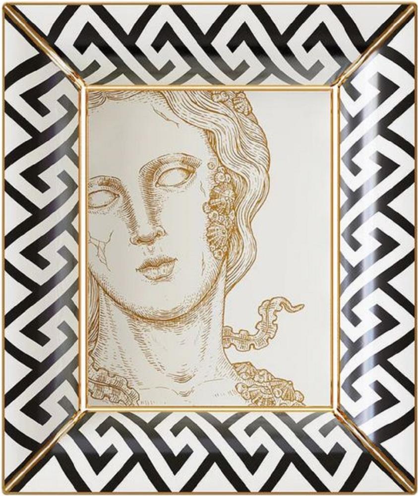 Casa Padrino Luxus Deko Schale Göttin Weiß / Schwarz / Gold 20,5 x 17,5 x H. 13,5 cm - Handbemalte Porzellan Schale - Luxus Qualität - Made in Italy Bild 1