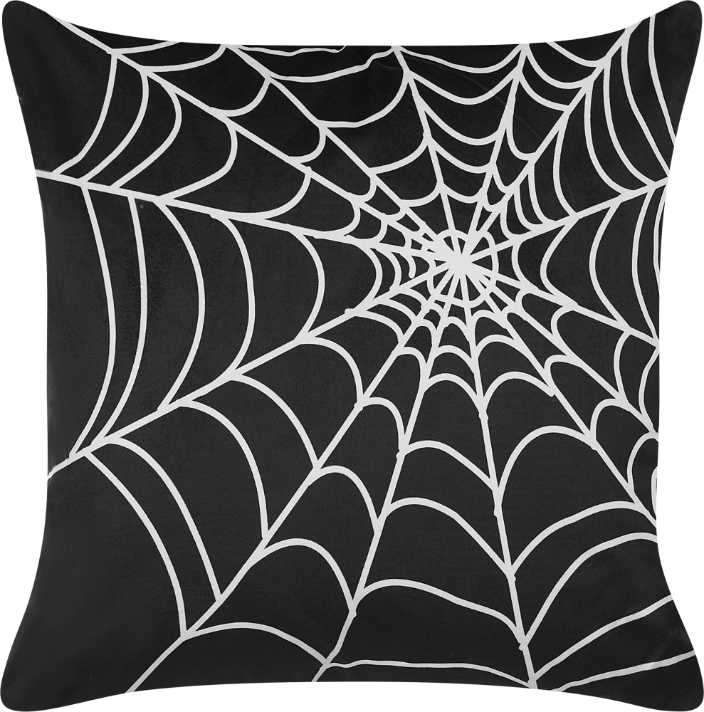 Dekokissen Spinnennetz-Muster Samtstoff schwarz weiß 45 x 45 cm LYCORIS Bild 1