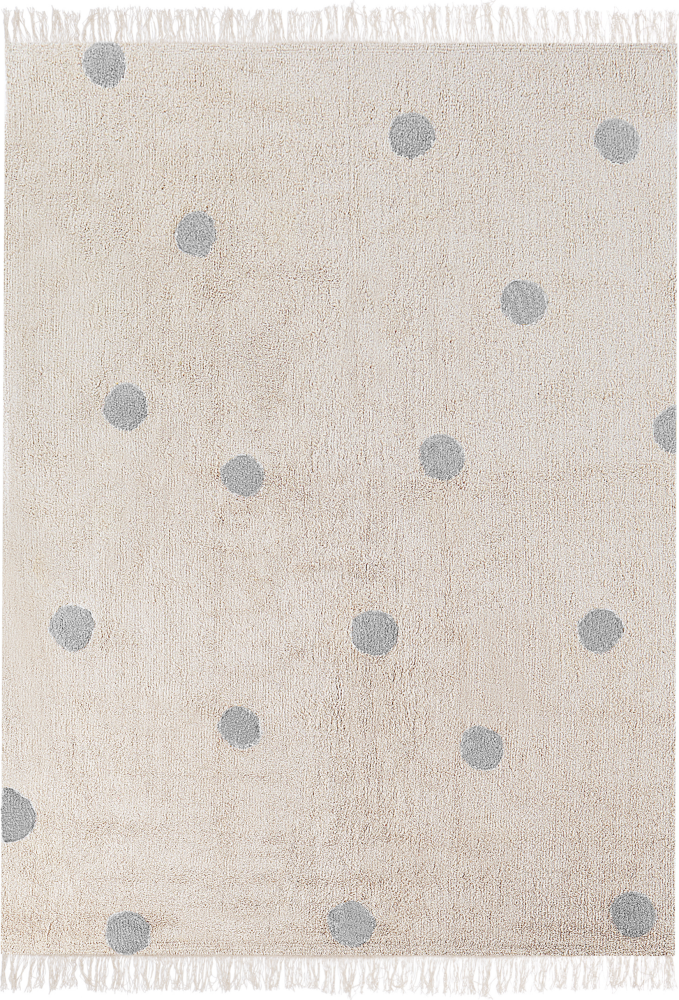 Kinderteppich Baumwolle beige grau 140 x 200 cm gepunktetes Muster Kurzflor DARDERE Bild 1