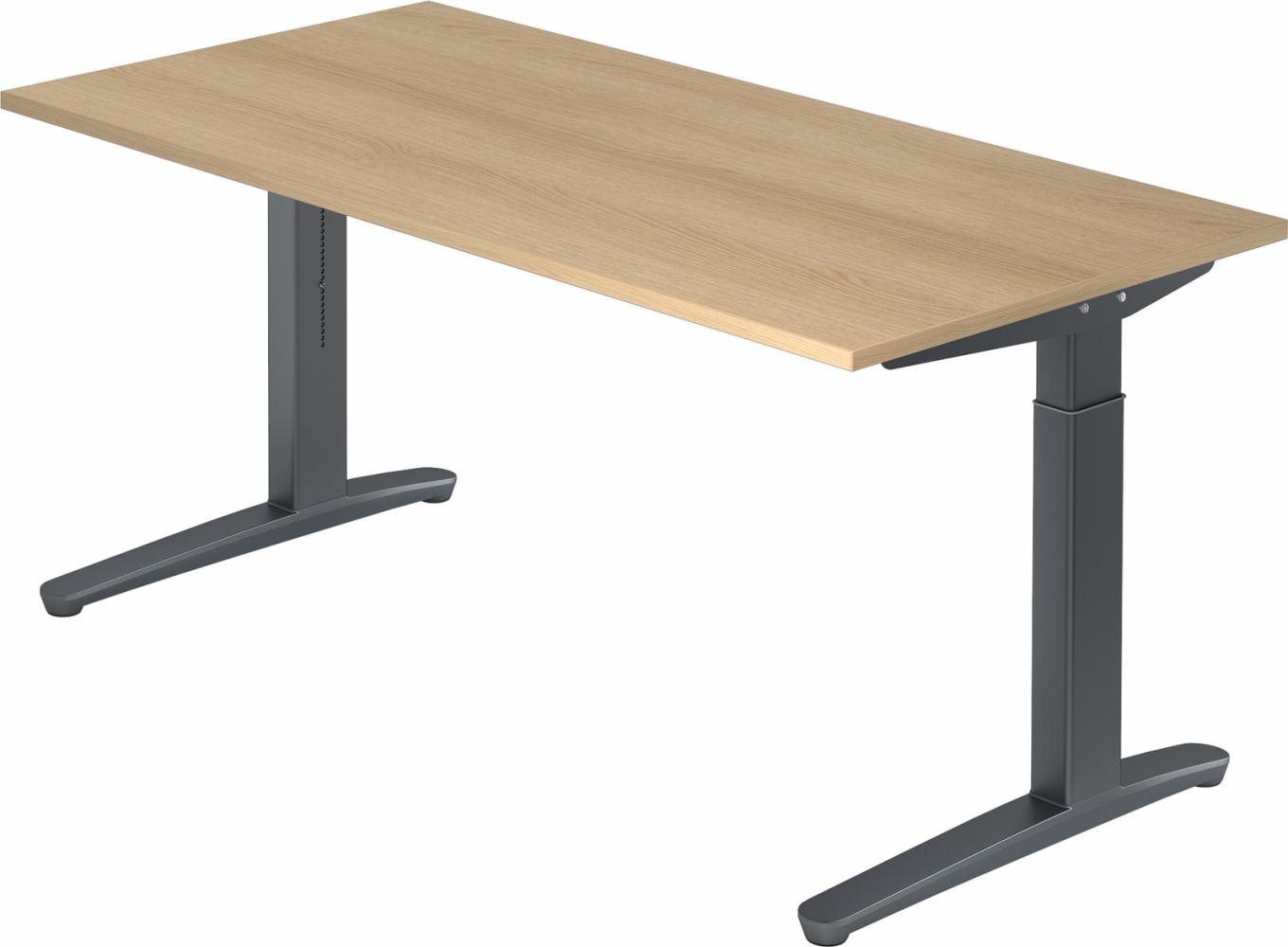 bümö® Design Schreibtisch XB-Serie höhenverstellbar, Tischplatte 160 x 80 cm in Eiche, Gestell in graphit Bild 1