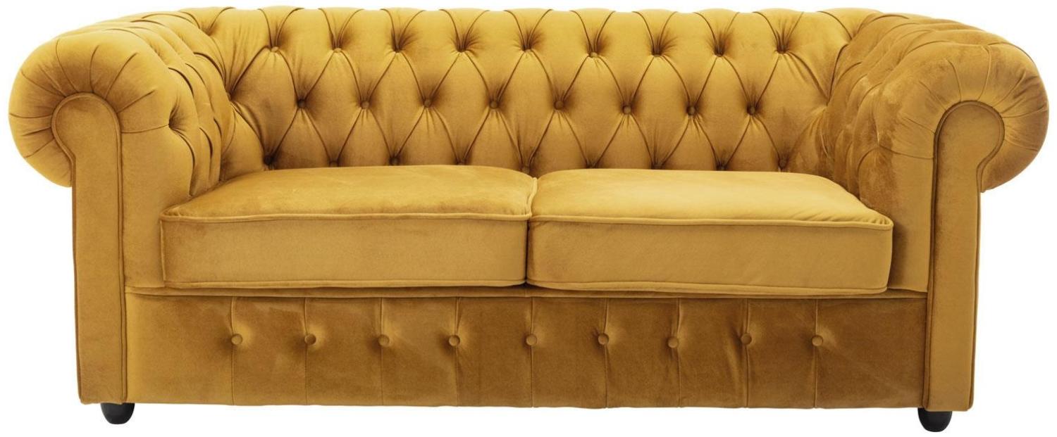 3-Sitzer Sofa 'Chesterfield', Samt safrangelb 198 cm Bild 1