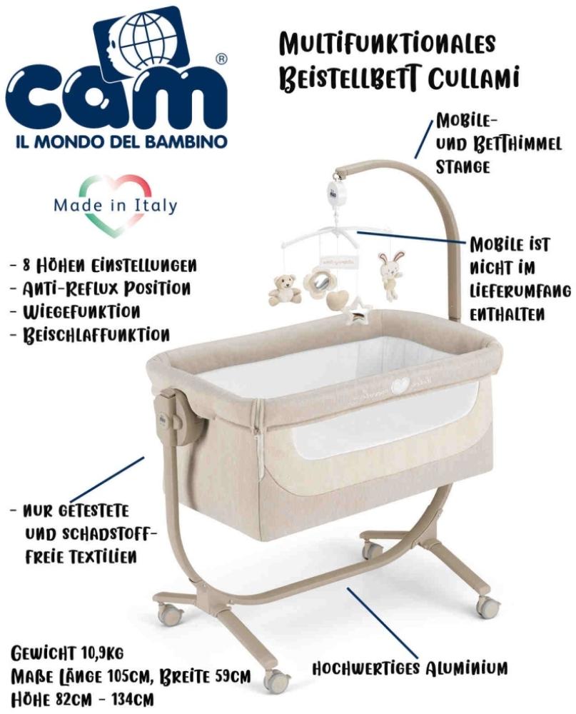 CAM 2 in 1 Beistellbett & Babywiege CULLAMI | praktisch & schön : Melange beige Bild 1