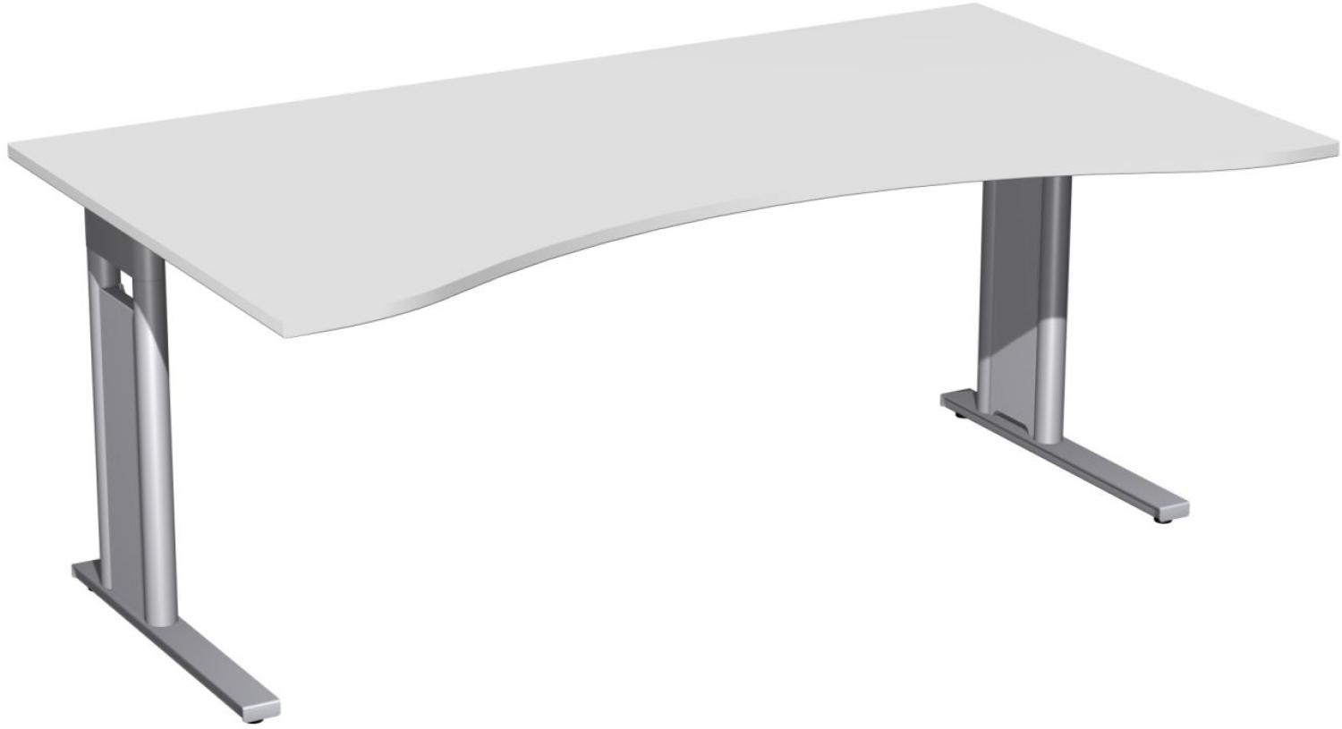 Schreibtisch 'C Fuß Pro' Ergonomieform, feste Höhe 180x100cm, Lichtgrau / Silber Bild 1
