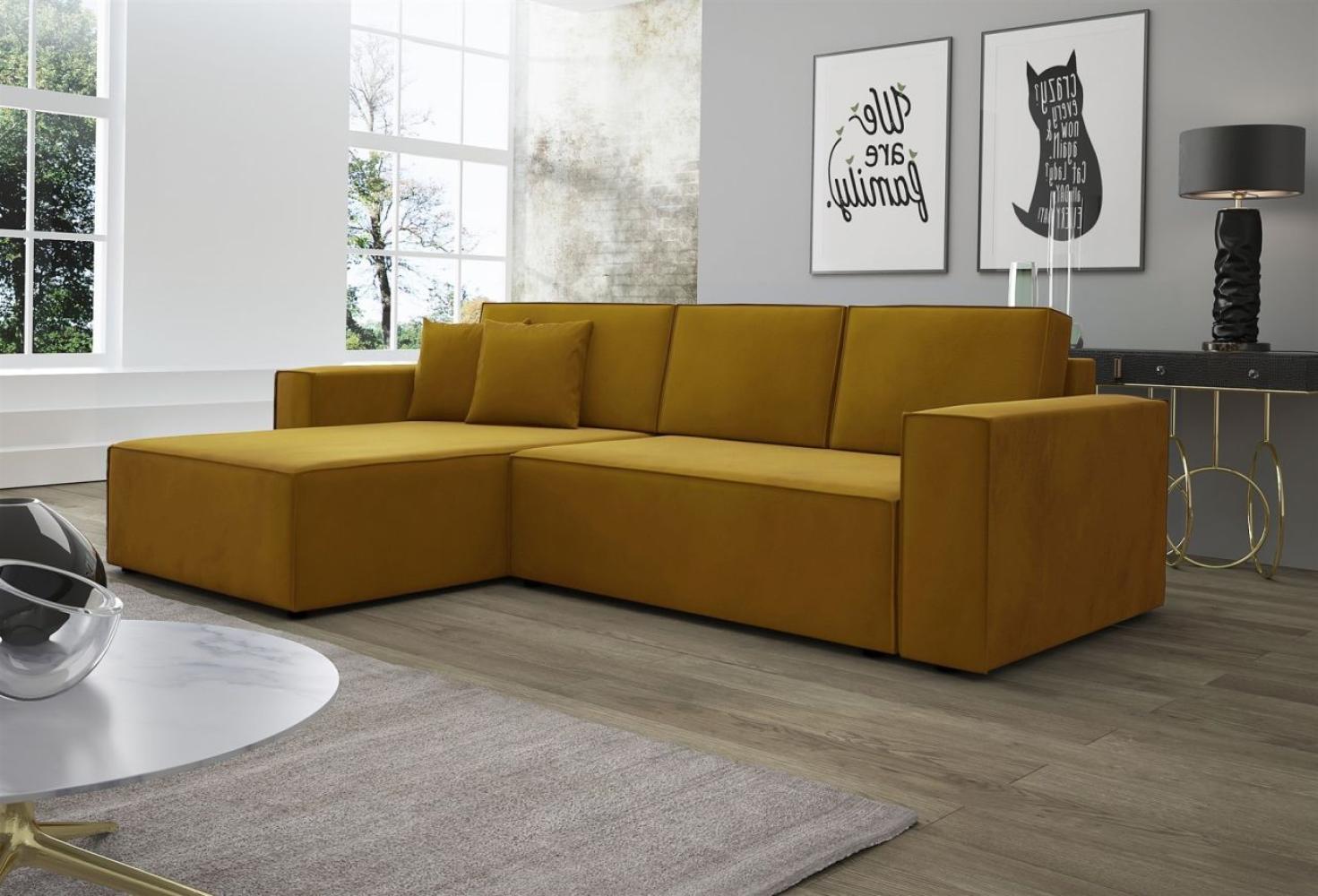 Ecksofa Schlafsofa Sofa CONOR PREMIUM Stoff Kronos Goldbraun Ottomane Links Bild 1