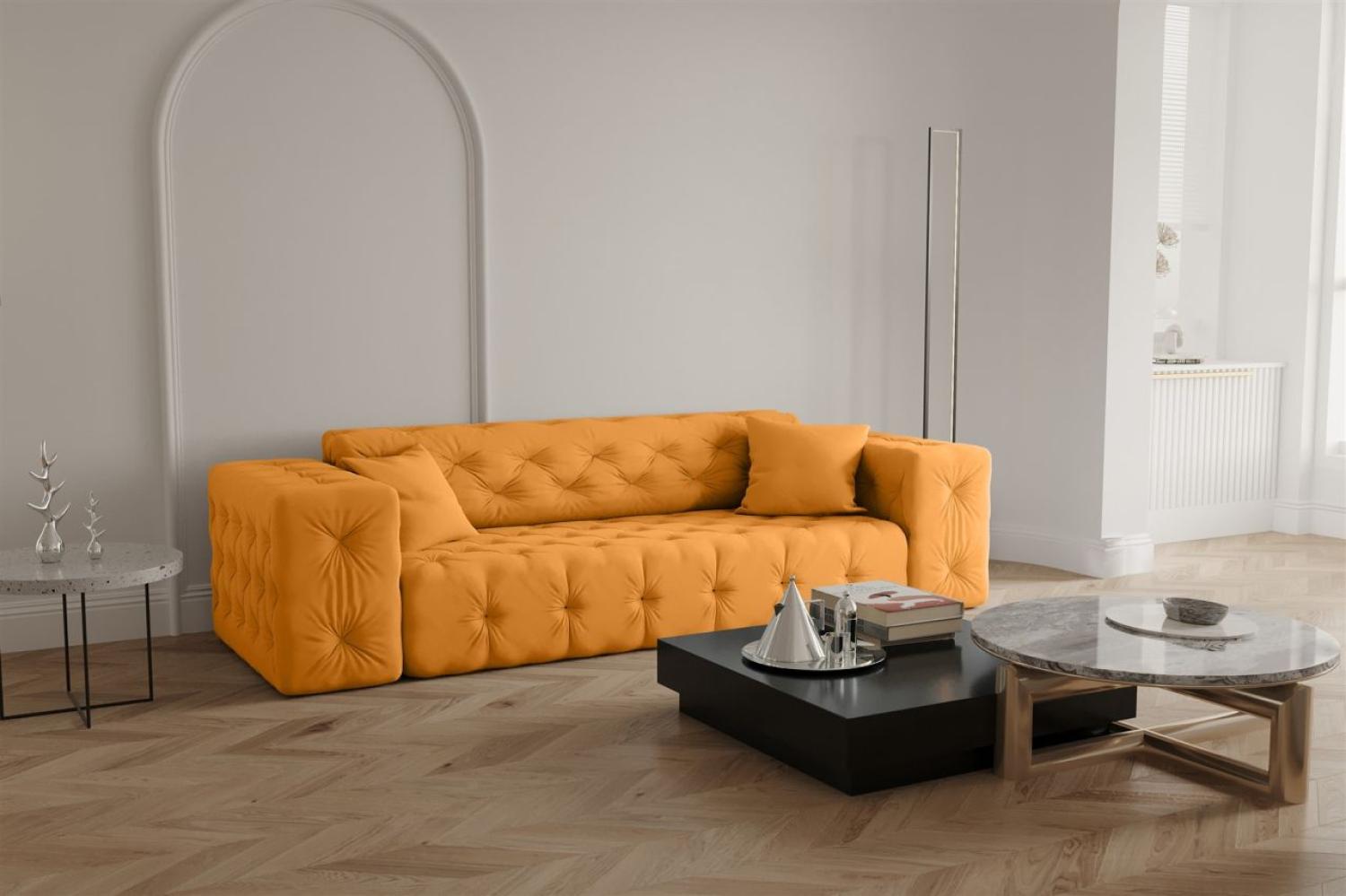Sofa Designersofa CHANTAL 3-Sitzer in Stoff Opera Velvet Gelb Bild 1
