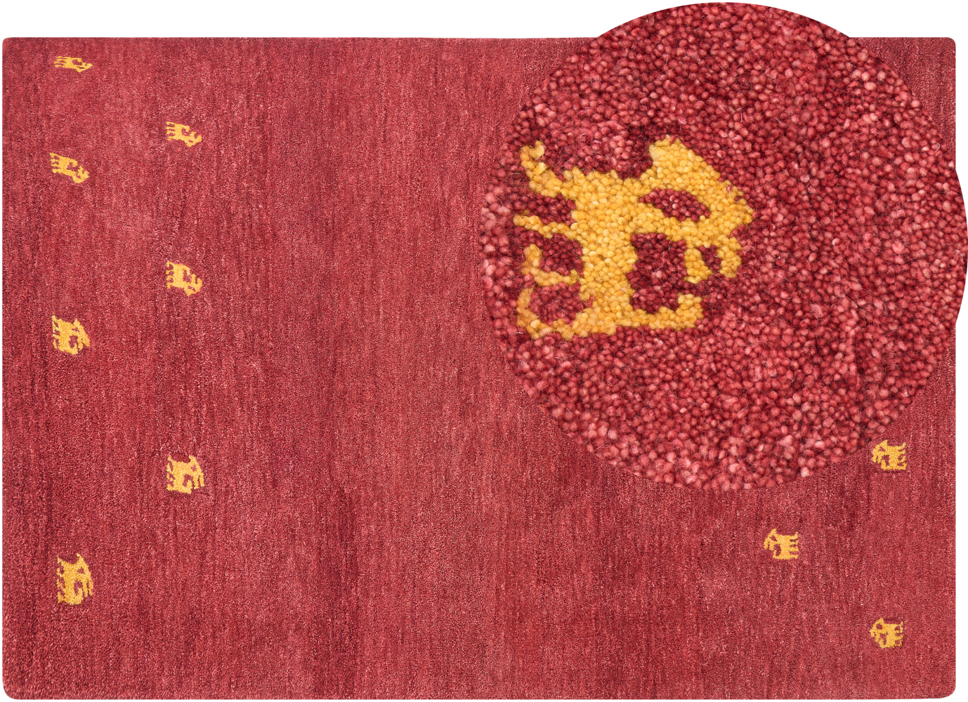 Gabbeh Teppich Wolle rot 160 x 230 cm abstraktes Muster Hochflor YARALI Bild 1