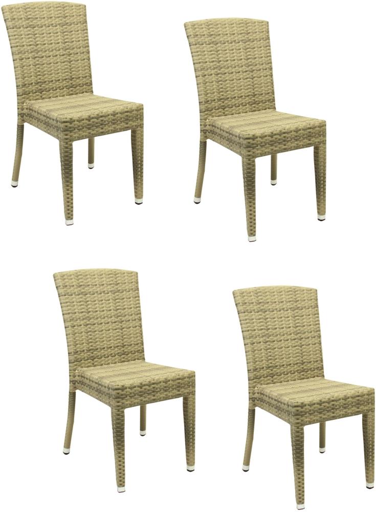 4x KONWAY® MAUI Stapelstuhl Elfenbein Polyrattan Garten Stühle Sessel stapelbar Bild 1