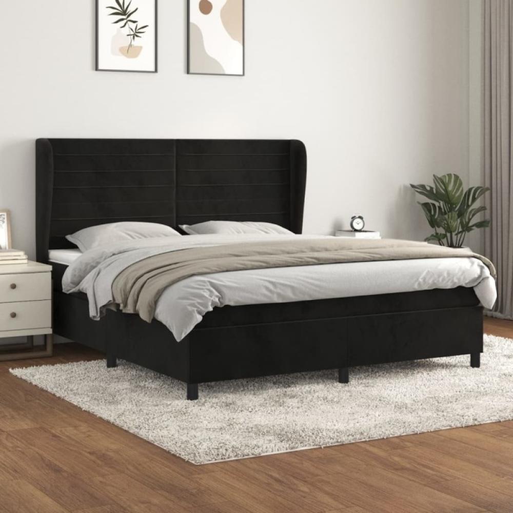 Boxspringbett mit Matratze Schwarz 180x200 cm Samt (Farbe: Schwarz) Bild 1