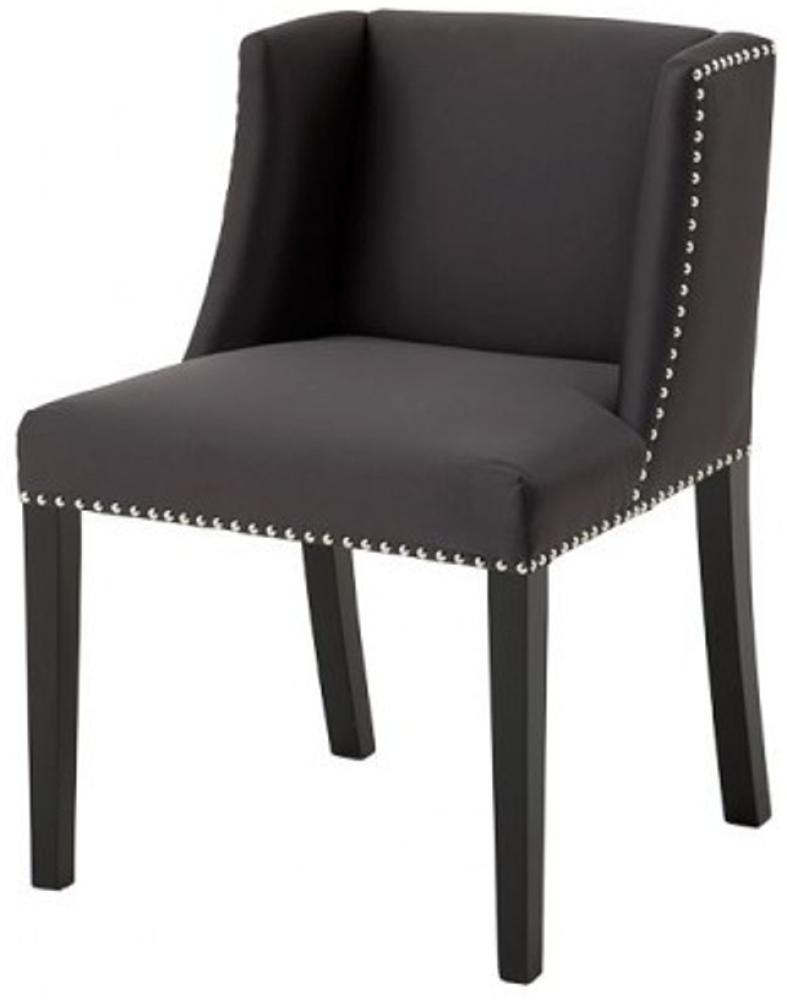 Casa Padrino Luxus Esszimmer Stuhl Dunkelgrau Satin - Luxus Esszimmer Möbel Bild 1