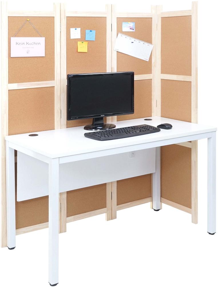 'HWC-E94' Schreibtisch mit Trennwand, MDF weiß, 76 x 60 x 120 cm Bild 1