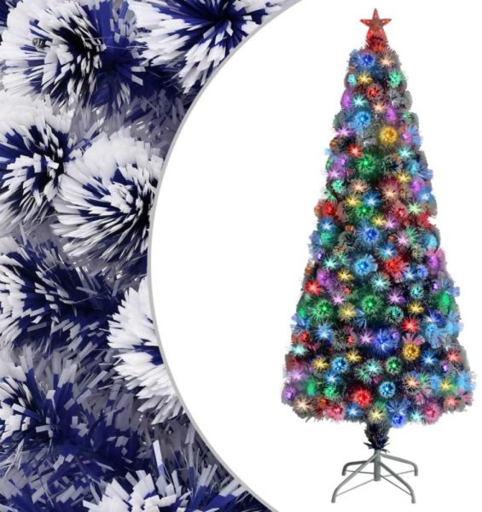 vidaXL Künstlicher Weihnachtsbaum mit LED Weiß & Blau 180 cm Glasfaser Bild 1