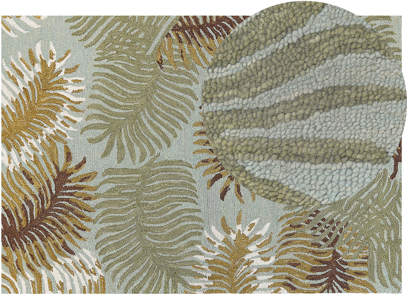 Teppich Wolle mehrfarbig 160 x 230 cm Palmenmuster Kurzflor VIZE Bild 1