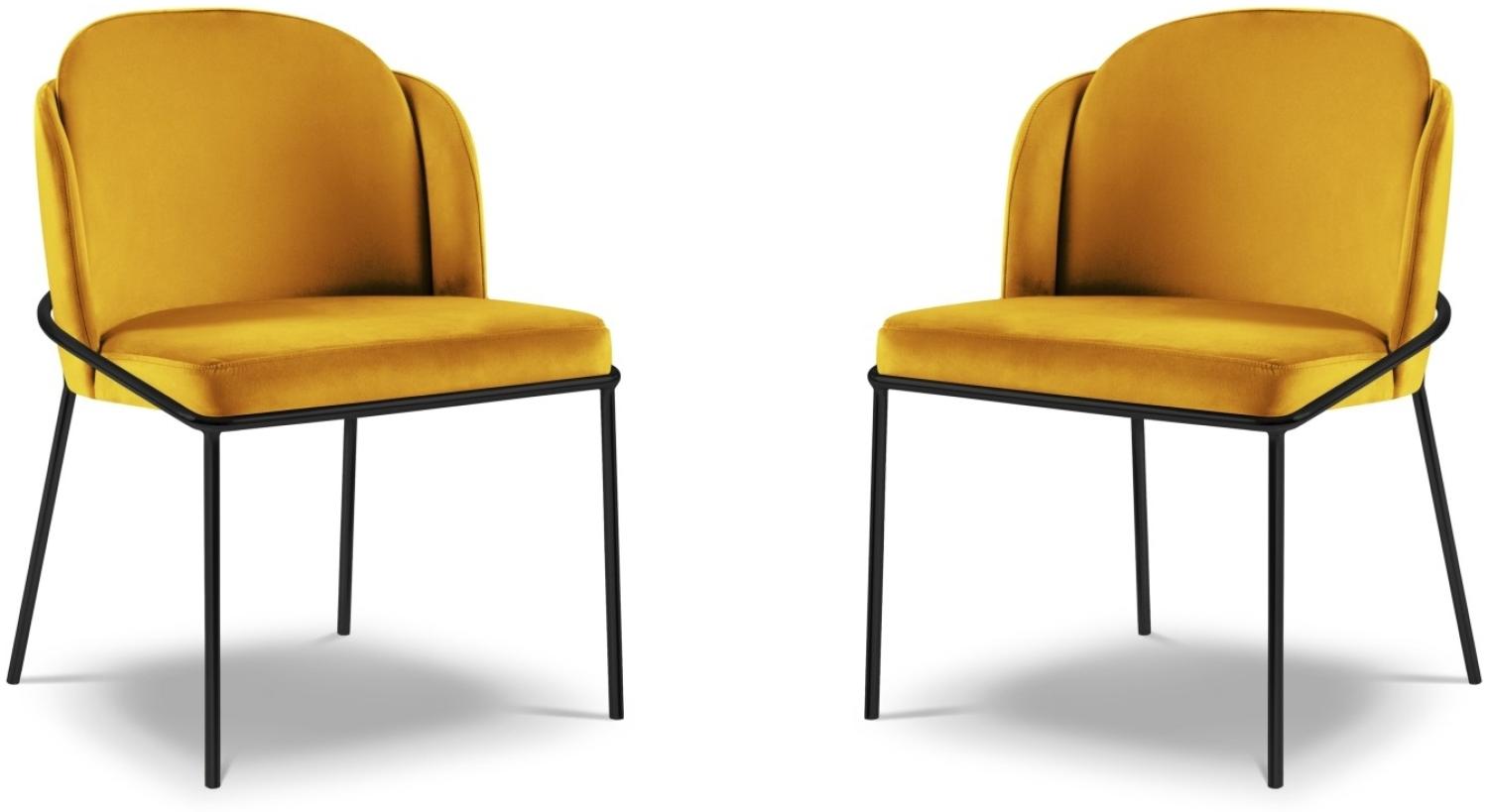 Micadoni 2er Set Stühle Limmen | Bezug Yellow | Beinfarbe Black Metal Frame Bild 1