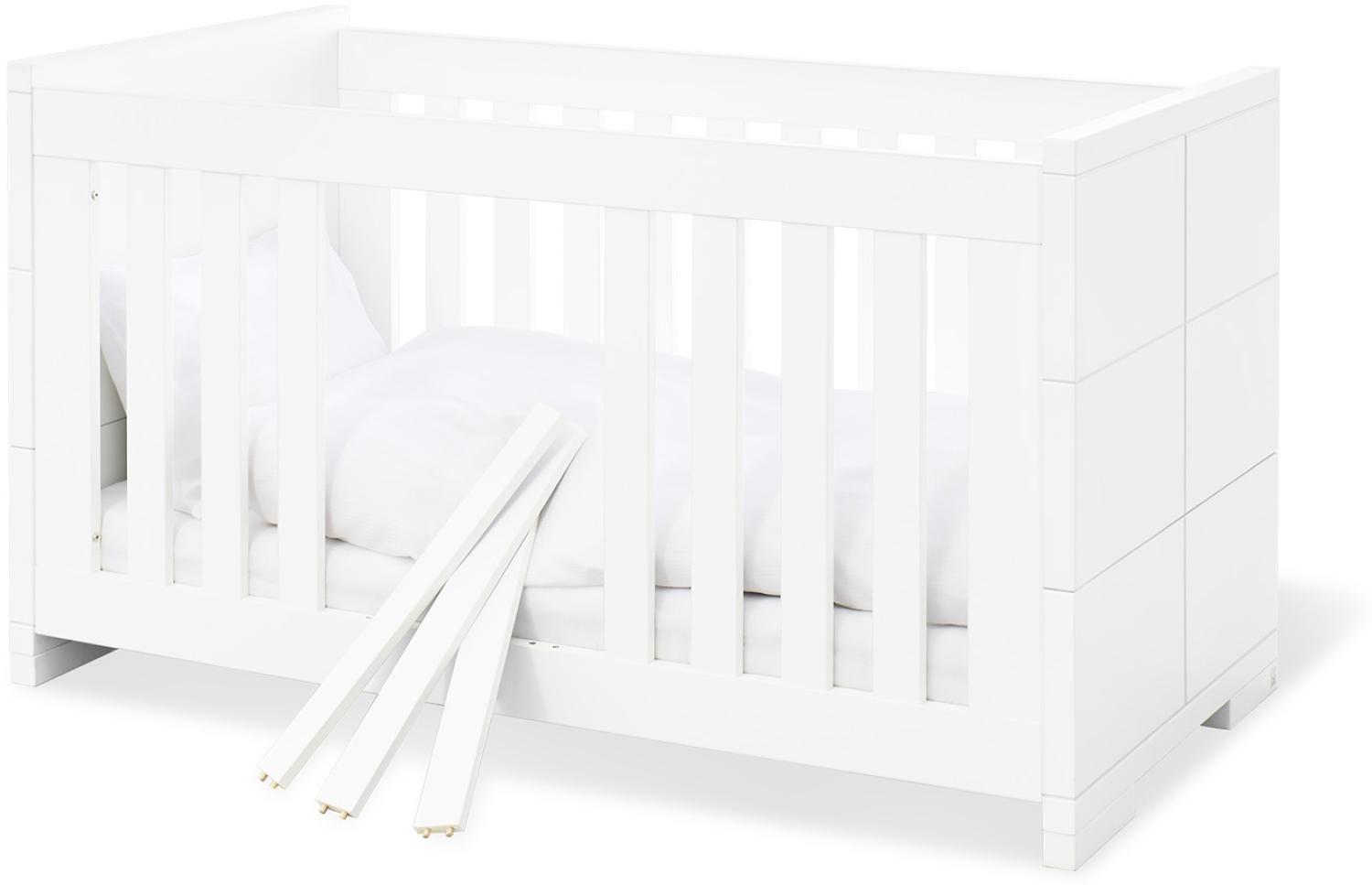 Pinolino 'Polar' Kombi-Kinderbett weiß, 70 x 140 cm, 3 Schlupfsprossen, höhenverstellbar, inkl. Umbauseiten Bild 1