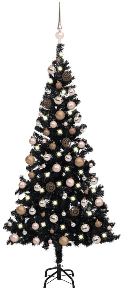 Künstlicher Weihnachtsbaum mit LEDs & Kugeln Schwarz 180cm PVC Bild 1
