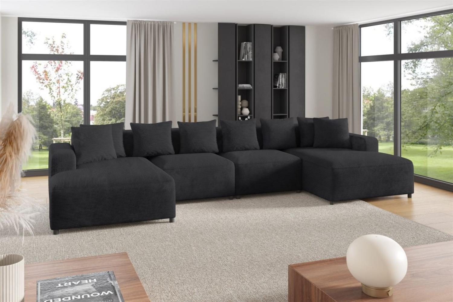 Wohnlandschaft Sofa U-Form Designersofa MEGAN in Stoff Poso Anthrazit Bild 1