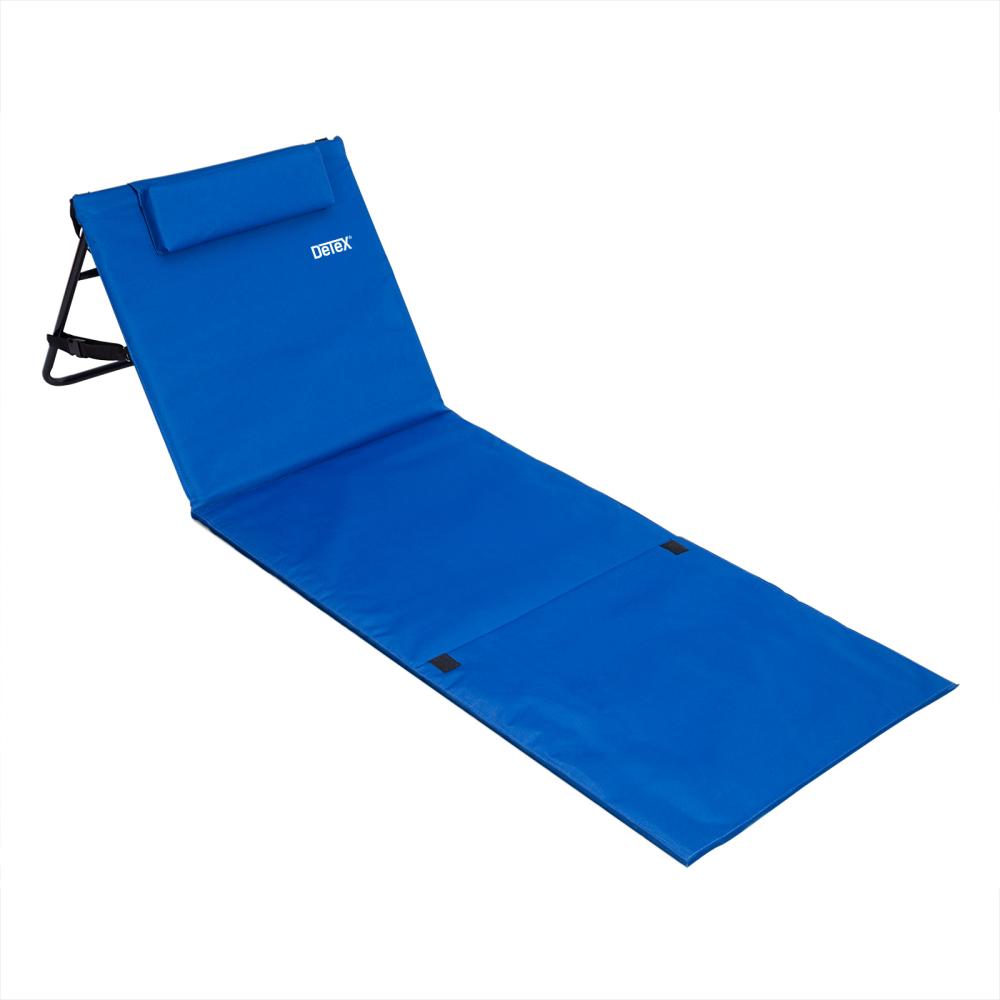 Deuba Strandmatte Gepolstert Kopfkissen Faltbar Verstellbare Rückenlehne Staufach Badematte Isomatte Strandtuch Blau Bild 1