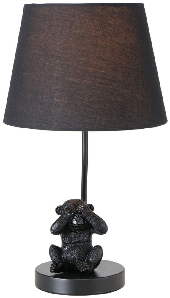 Tischleuchte, Affe Polyresin schwarz, Textil, H 45 cm Bild 1