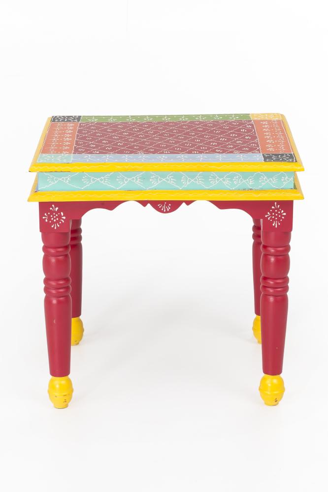 Beistelltisch Colourfull India Akazie massiv Couchtisch Wohnzimmer Tisch bunt Bild 1