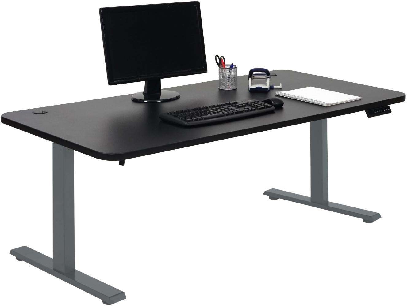 Schreibtisch HWC-D40, Computertisch, elektrisch höhenverstellbar 160x80cm 53kg ~ schwarz, anthrazit-grau Bild 1