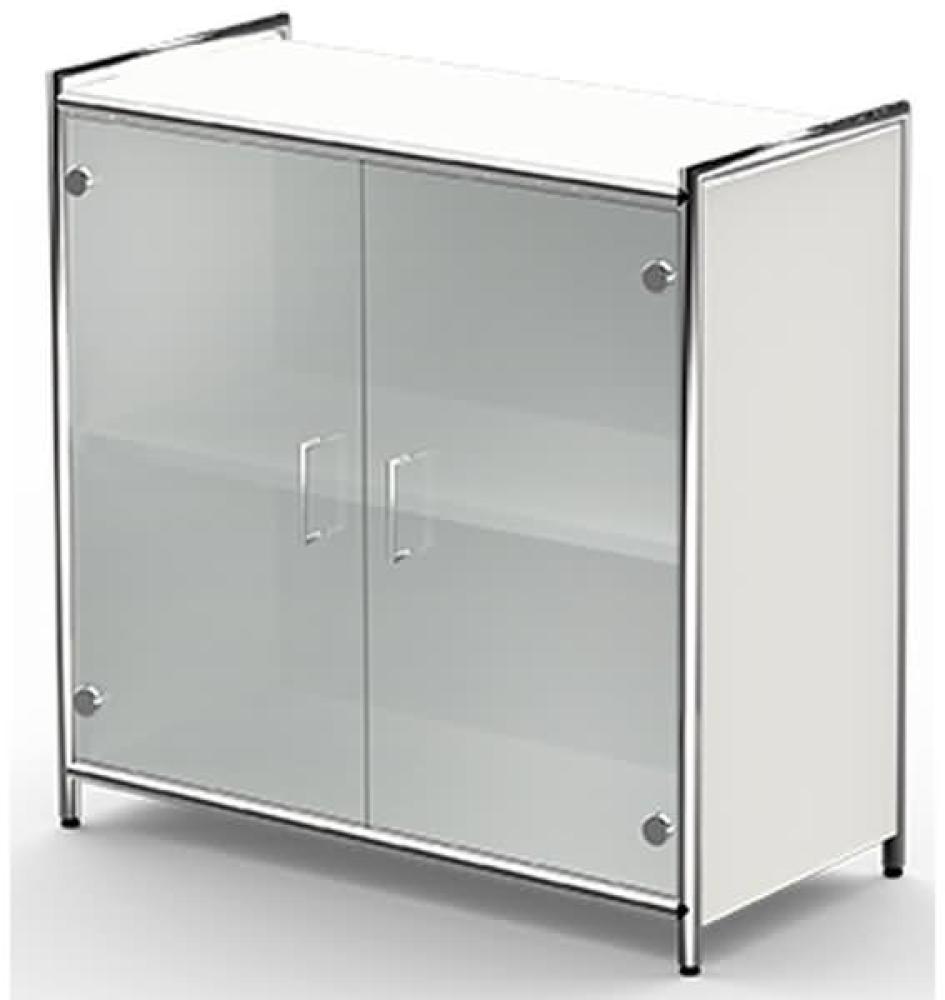 Sideboard mit Glastüren Artline, 80x38x78cm, Weiß / Glas Bild 1
