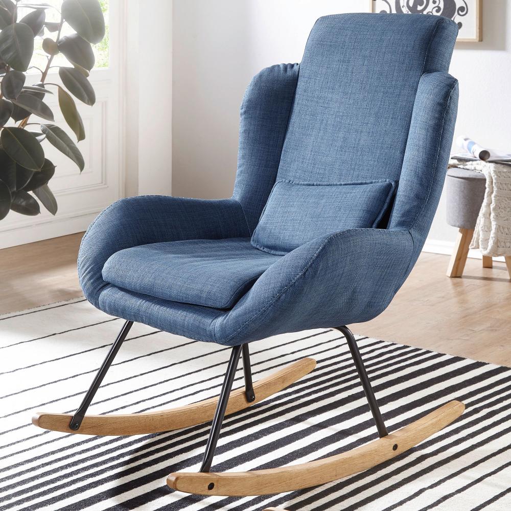 KADIMA DESIGN LAVANT Schaukelstuhl - Extra-weiche Sitzschale und Wippfunktion für entspannende Stunden at home. Farbe: Blau Bild 1
