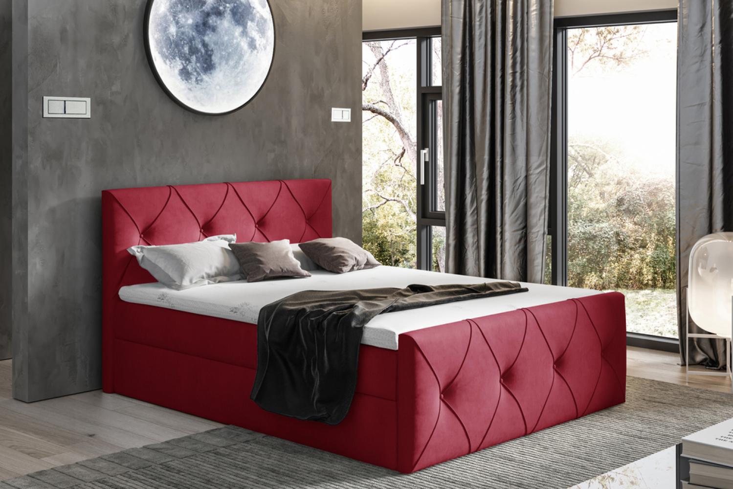 Stylefy 'Arian Lux' Boxspringbett, Velours  Bordeaux 120 x 200 cm Bild 1