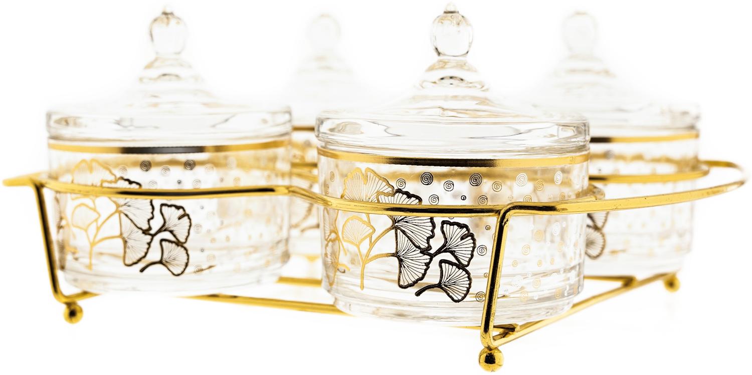 Almina 9 Teiliger Snack-Set Servierschalen für Snacks mit goldenen und silberen Details Blumenmotiv Bild 1