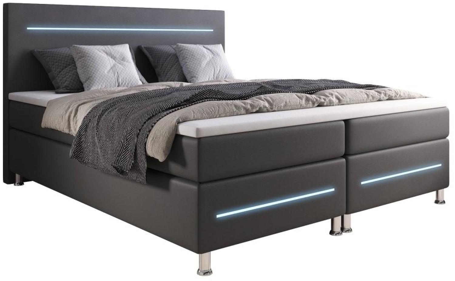 Boxspringbett Sejour mit LED 140x200 H2 Grau Bild 1