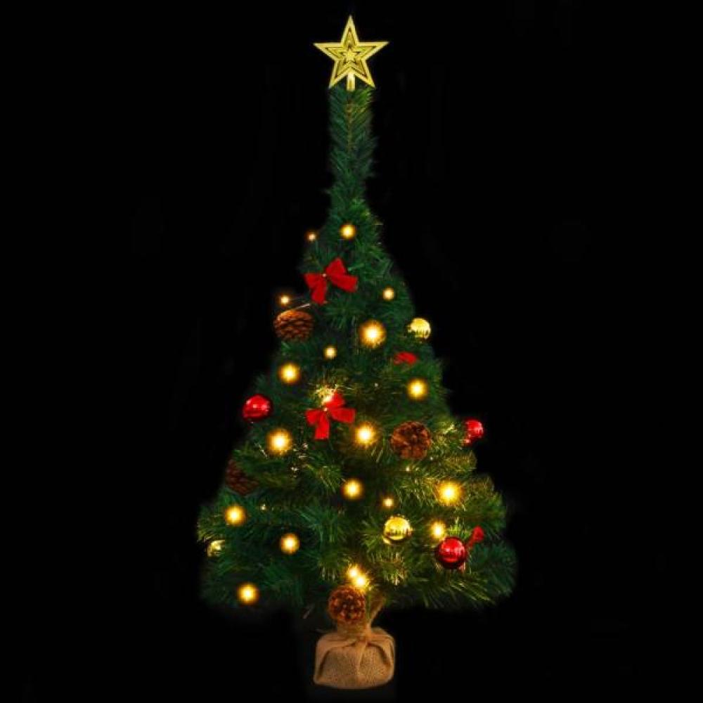 vidaXL Künstlicher Weihnachtsbaum mit Kugeln und LEDs Grün 64 cm Bild 1