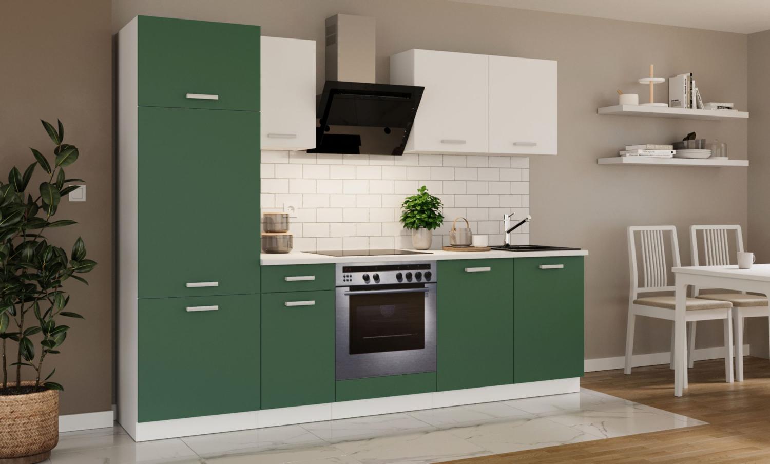 Küche 'Toni' Küchenzeile, Küchenblock, Singleküche, 260 cm, Labrador - Grün Bild 1