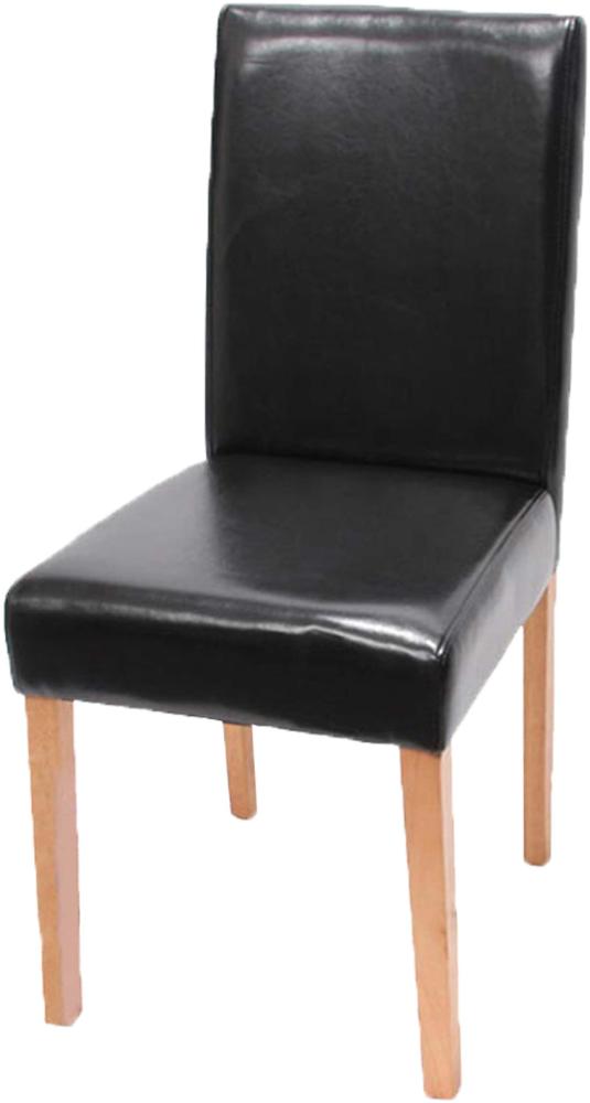 Esszimmerstuhl Littau, Küchenstuhl Stuhl, Kunstleder ~ schwarz, helle Beine Bild 1