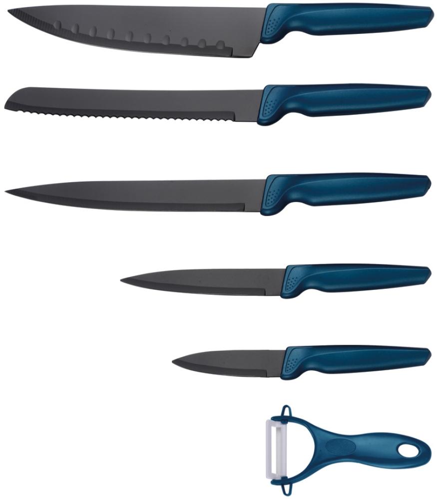 Michelino 6 teiliges Messerset (5 Messer & 1 Sparschäler) Edelstahl scharfe Messerklingen Küchenmesser Fleischmesser Petrol Bild 1