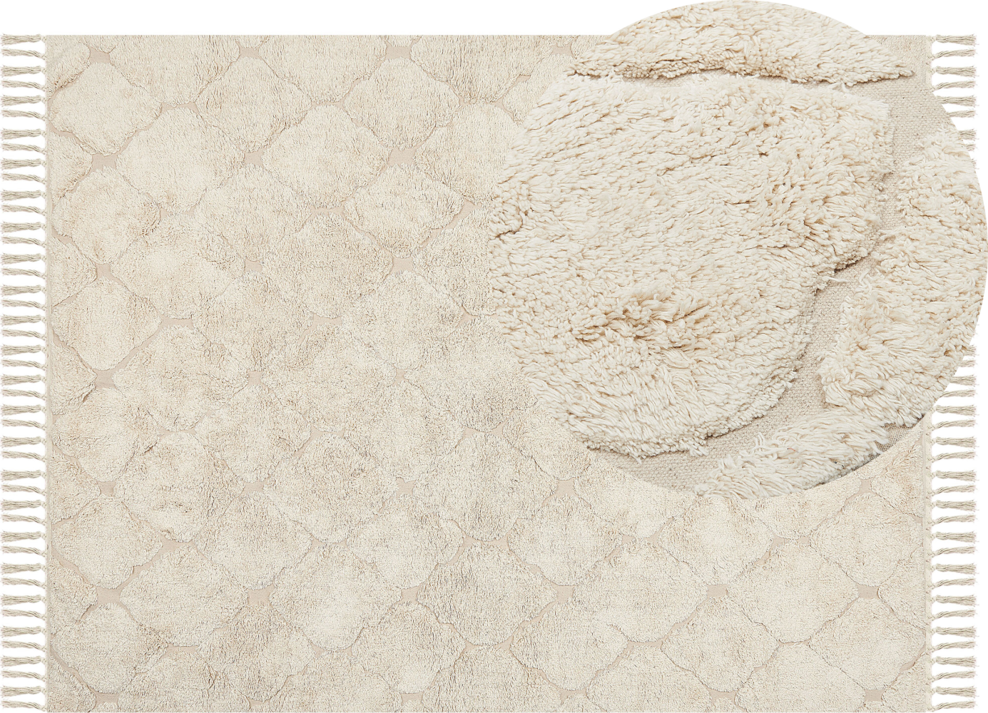 Teppich Baumwolle hellbeige 160 x 230 cm marokkanisches Muster Kurzflor SILCHAR Bild 1