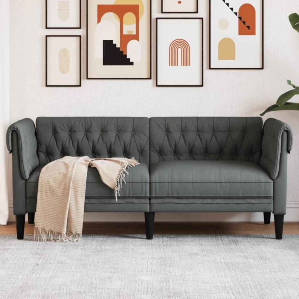Chesterfield-Sofa 2-Sitzer Dunkelgrau Stoff (Farbe: Grau) Bild 1