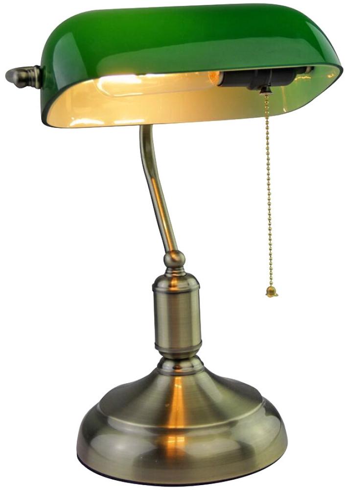 Antike LED Schreibtischlampe mit grünem Glasschirm Bild 1