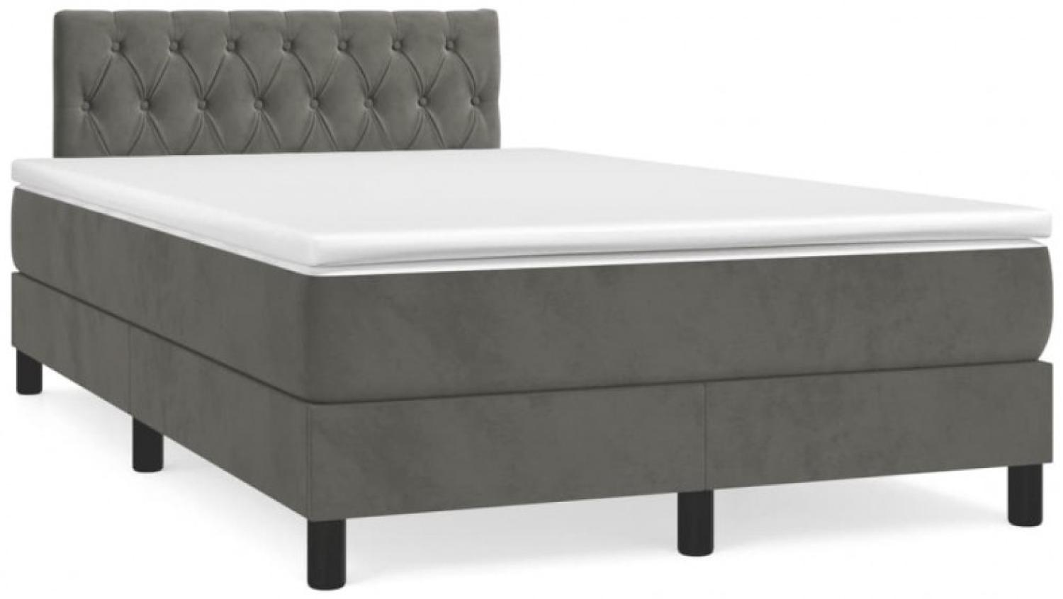 Boxspringbett mit Matratze & LED Dunkelgrau 120x190 cm Samt (Farbe: Grau) Bild 1