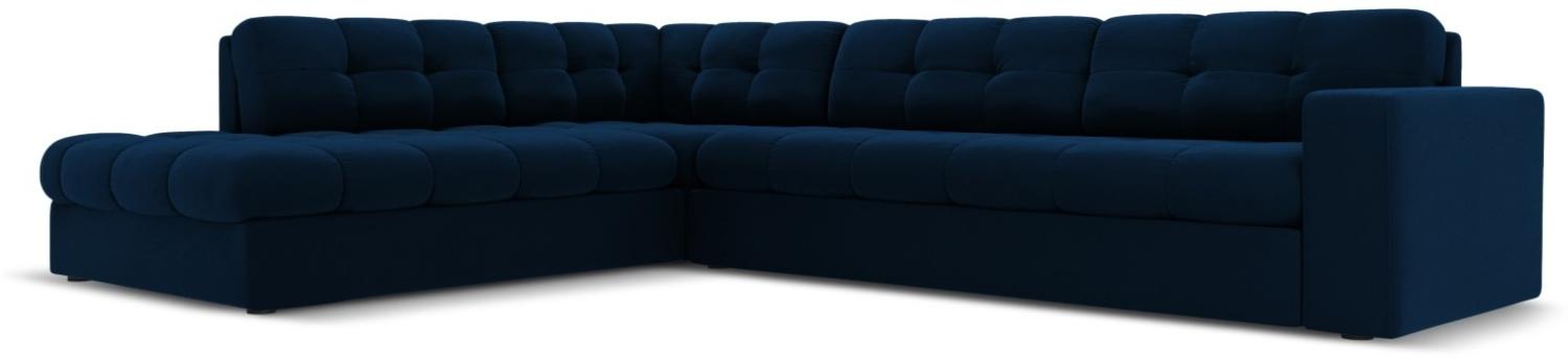 Micadoni 5-Sitzer Samtstoff Ecke links Sofa Justin | Bezug Royal Blue | Beinfarbe Black Plastic Bild 1