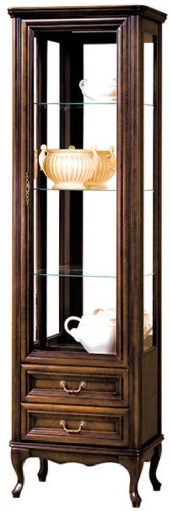 Casa Padrino Luxus Jugendstil Vitrinenschrank Dunkelbraun 64,3 x 42,5 x H. 206 cm - Wohnzimmerschrank mit Glastür und 2 Schubladen - Wohnzimmermöbel Bild 1