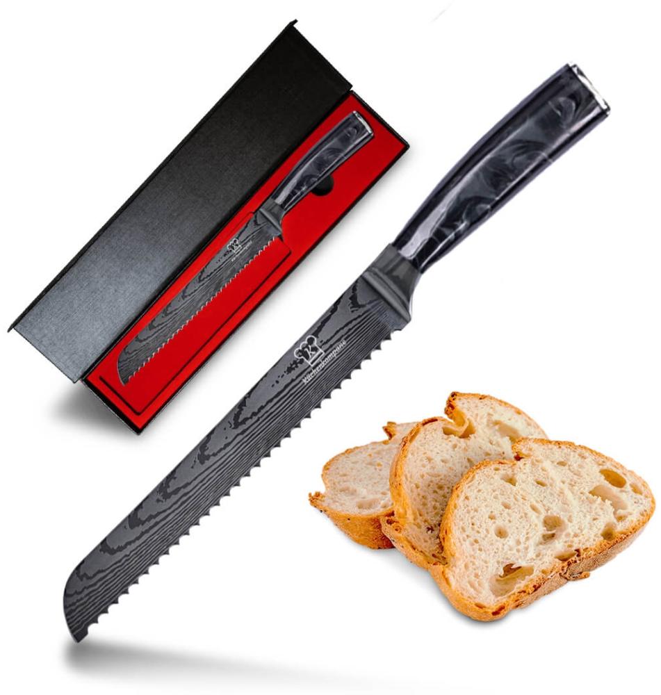 Kuro Brotmesser - Messer aus gehärteter Edelstahl - Rasiermesser scharfe Klinge - Küchenmesser mit robustem Epoxidharz. Bild 1