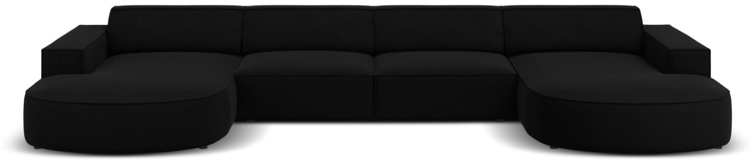 Micadoni 6-Sitzer Samtstoff Panorama Sofa Jodie | Bezug Black | Beinfarbe Black Plastic Bild 1