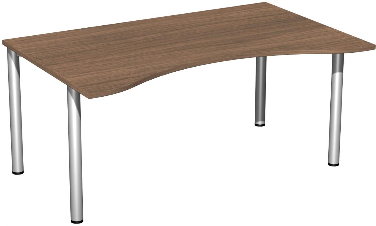 Schreibtisch '4 Fuß Flex', feste Höhe 160x100cm, Nussbaum / Silber Bild 1