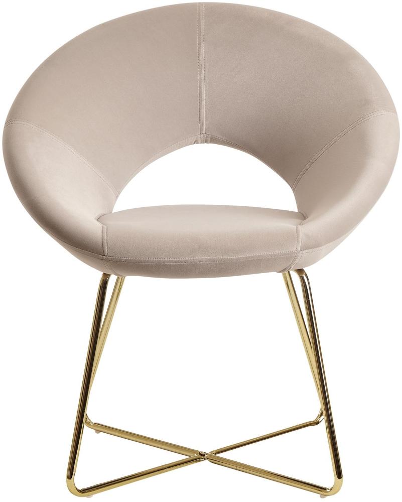 KADIMA DESIGN NETO Esszimmerstuhl aus Samt mit Metallbeinen und gepolsterter Sitzschale. Farbe: Beige Bild 1