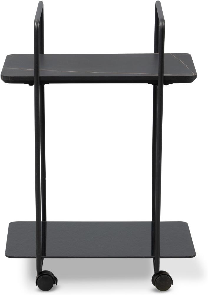 M2 Kollektion 'Doppio 1' Beistelltisch mit Rollen, Metall/MDF/Glas, schwarz Marmoroptik, 35 x 65 x 45 cm Bild 1