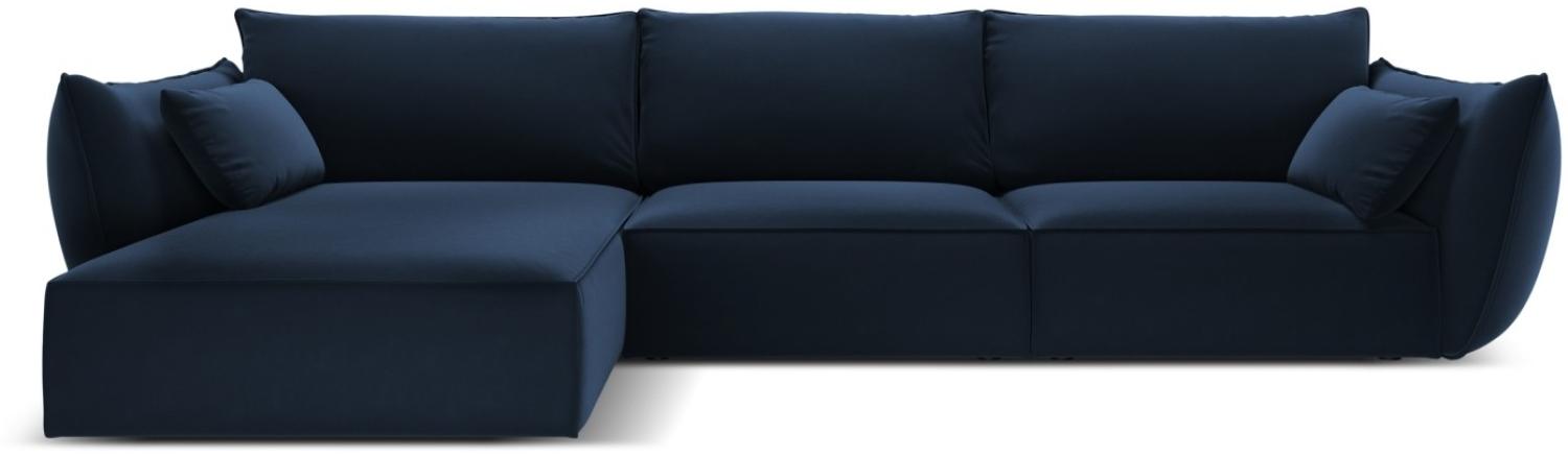 Micadoni 4-Sitzer Samtstoff Ecke links Sofa Kaelle | Bezug Royal Blue | Beinfarbe Black Plastic Bild 1