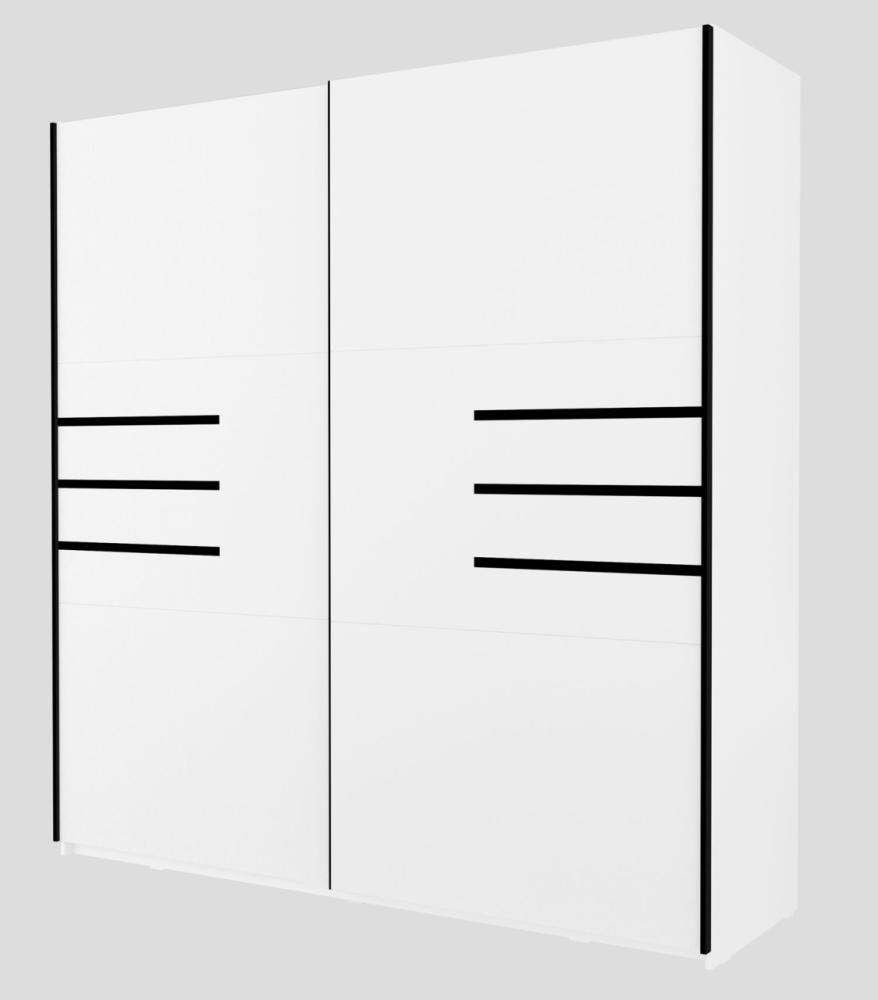 Schwebetürenschrank Kleiderschrank Violla 200x60,5x210cm weiß schwarz 2-türig Bild 1