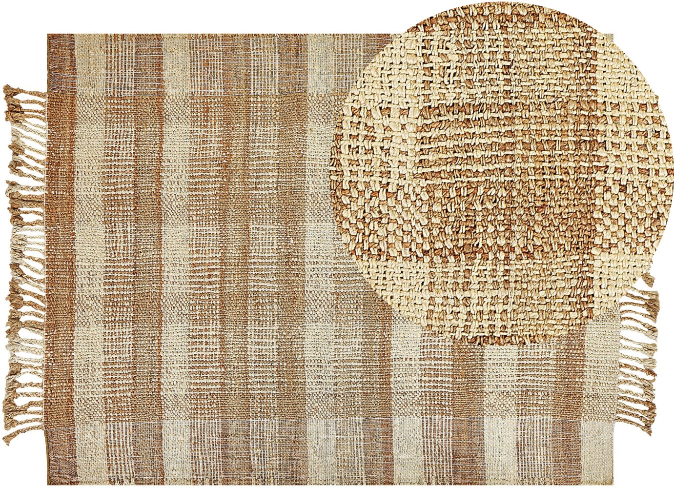 Teppich Jute sandbeige 140 x 200 cm geometrisches Muster Kurzflor BERISSA Bild 1