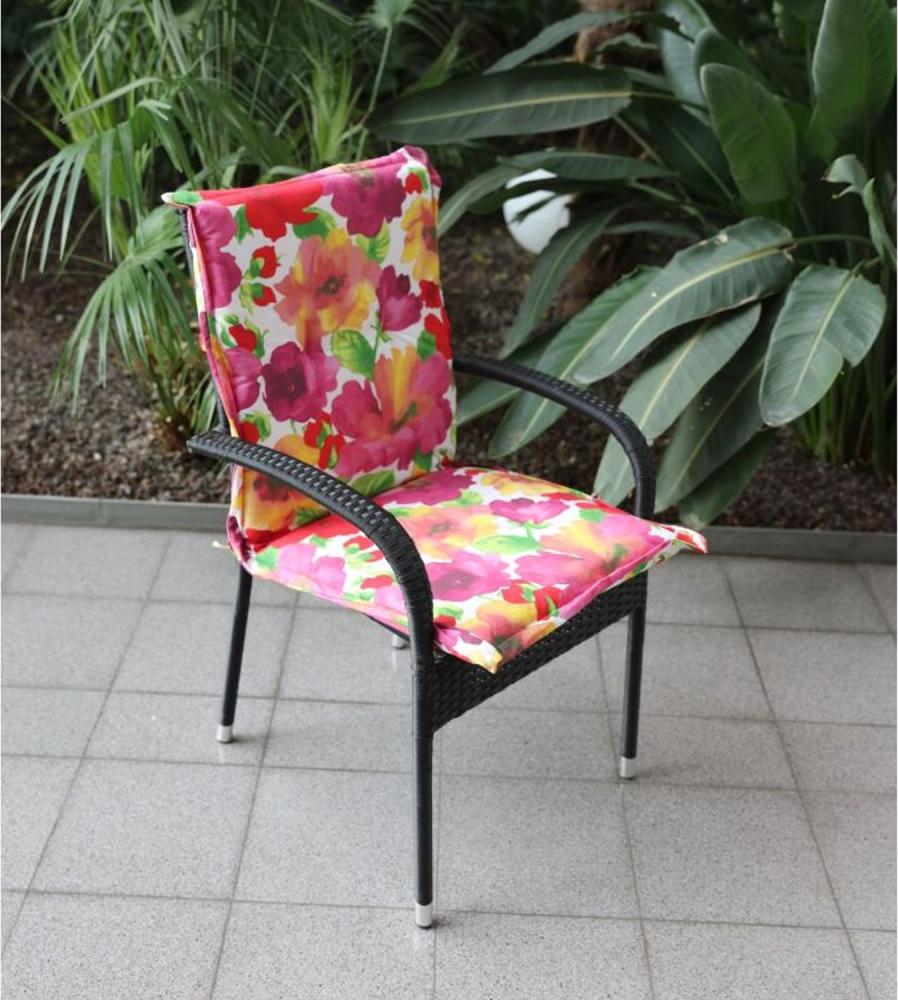 4x Niederlehner-Auflage "Florenz" Sitzkissen Sessel Stuhl bunt Blumen 105 x 50 x 6cm Bild 1