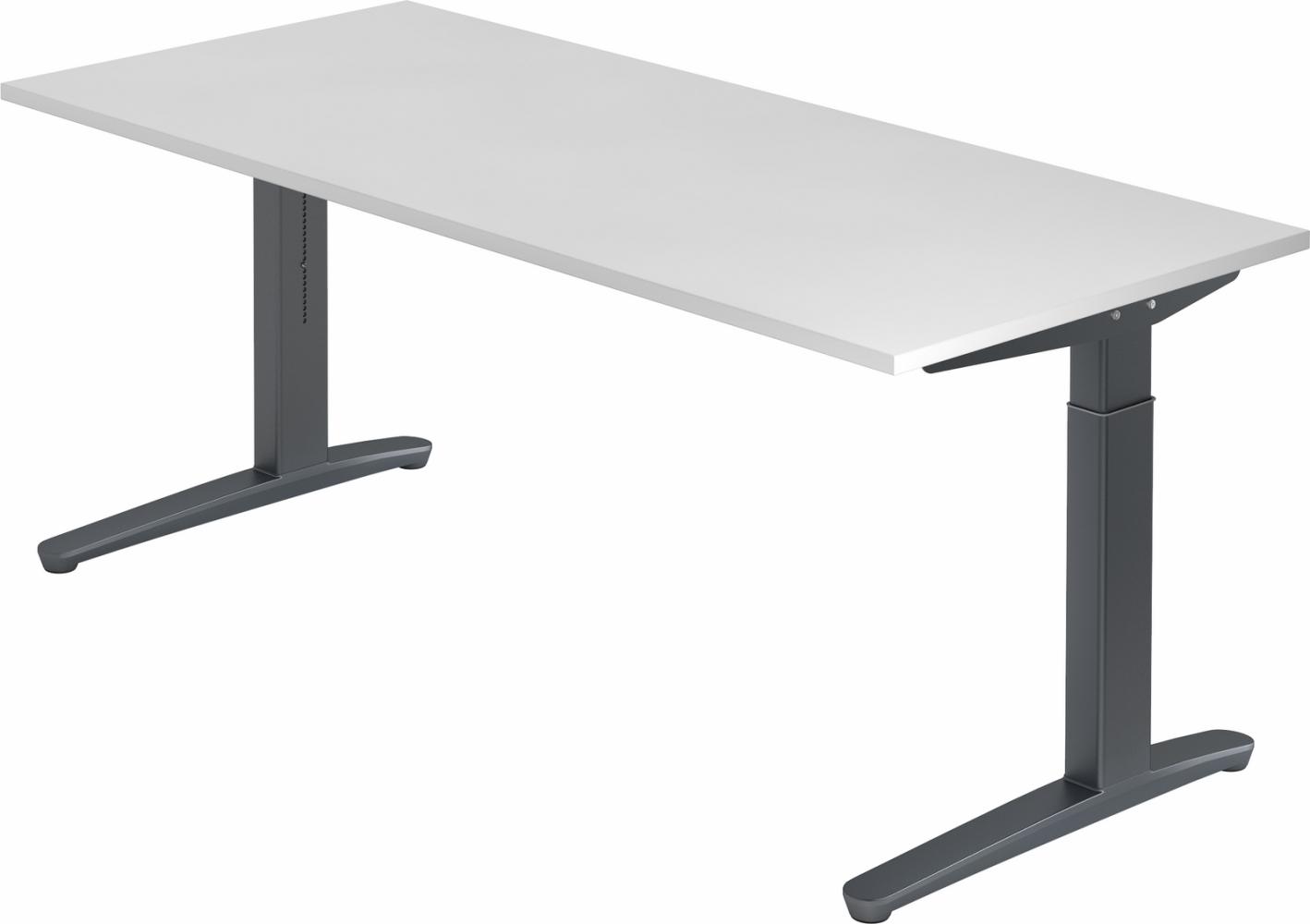 bümö® Design Schreibtisch XB-Serie höhenverstellbar, Tischplatte 200 x 100 cm in weiß, Gestell in graphit Bild 1