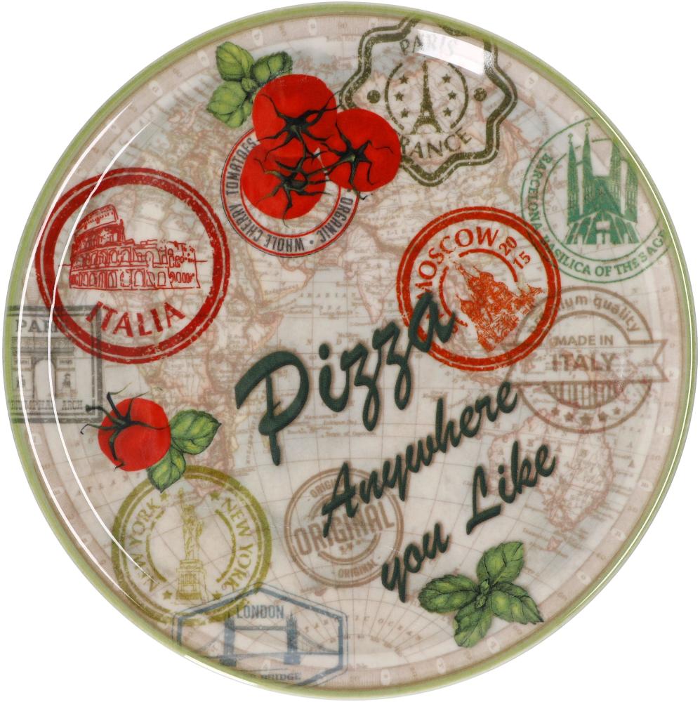 Pizzateller Moskau grün Ø 33 cm Servier-Platte XL-Teller Porzellan große Platte Bild 1
